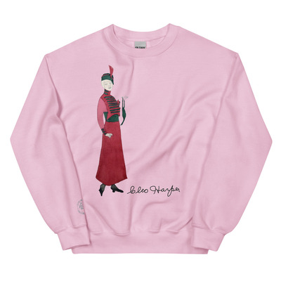 Cleo harper red lady unisex sweatshirt with embroidered logo at the wrist