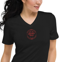 Cleo Harper Red Lady Unisex Short Sleeve V-Neck T-Shirt with Embroidered front logo - Thumbnail 2