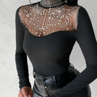 Elegant Temperament Chain Long Sleeved Top - Thumbnail 1