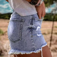 Solid Color Women'S Casual Denim Shorts - Thumbnail 1