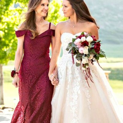 Wine red burgundy mother dresses simple lace wedding guest mother of the bride /groom formal dress