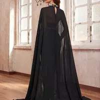High Neck Mermaid Prom Dresses Sexy Crystals Beadings Sequined Shawl Gowns Formal Mother of the Bride Dress Evening Wear black plus size evening gown - Thumbnail 1