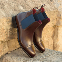 New Handmade Men's Brown Cap Toe Chelsea Boot, Men's Leather High Ankle Fashion - Thumbnail 4