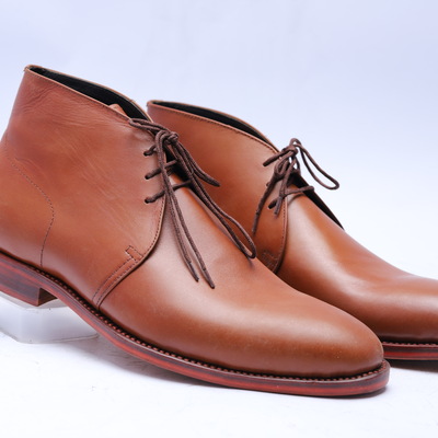 Crafted leather bespoke shoes brown leather chukka lace up dress boot