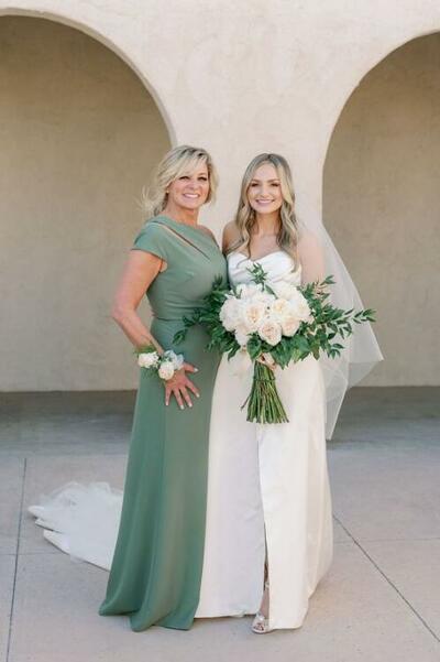 Simple One Shoulder Green Sheath Mother of the Bride Dress
