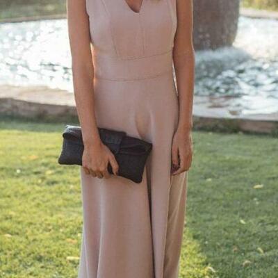 Light pink tea length evening dress - Thumbnail 3