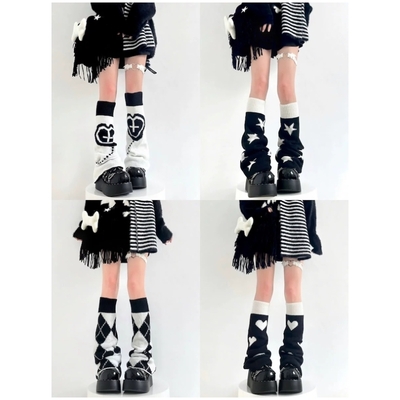 Black white y2k leg warmers