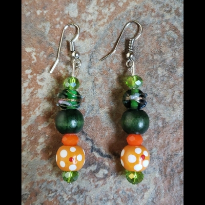 ORANGE & GREEN ME🐍🧡💚 READY-MADE EARRINGS By Nubian Collection Artwear 🎨