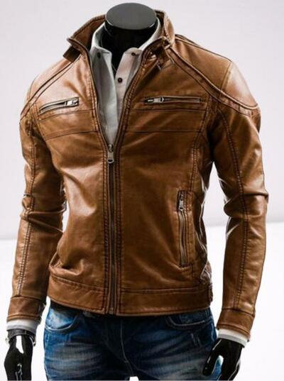 New Handmade Men's Real Lamb-skin Leather Designer Jacket