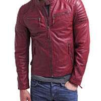 Mens Leather Jacket Stylish Genuine Lambskin Motorcycle Bomber Biker - Thumbnail 1