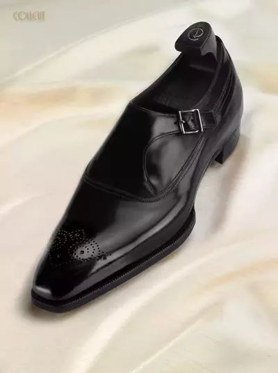 New Handmade Men's Black Cowhide Leather Chiseled Toe Single Monk Dress Shoes