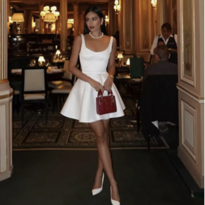 White homecoming dresses short length