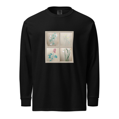 Cleo eicher florals garment-dyed heavyweight long-sleeve shirt