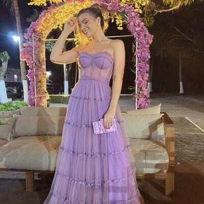 A line strapless sweetheart lilac prom dress,evening gown  - Thumbnail 2