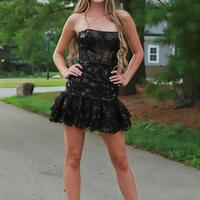  Strapless Red Sequins Tiered Short Homecoming Dress Dress,SF0542 - Thumbnail 3