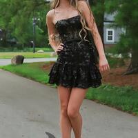   Strapless Red Sequins Tiered Short Homecoming Dress Dress,SF0542 - Thumbnail 4