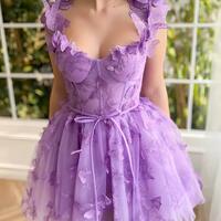 a-line pleats butterfly appliques mini homecoming&graduation dress with pockets,SF0544 - Thumbnail 2