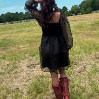 Satin Shoulder Ties Dress in Lilac,SF0545 - Thumbnail 2