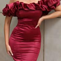 MC214, Red Off The Shoulder Bodycon Homecoming Dress Tight Prom Dresses - Thumbnail 2