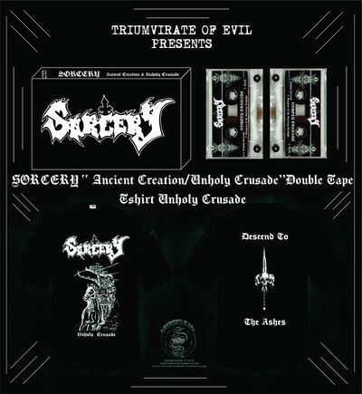 SORCERY " Ancient Creation/ Unholy Crusade" Box Double tape+ Tshirt 