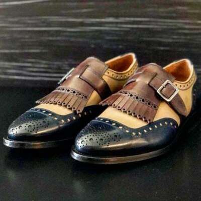 New pure handmade multi-color leather strap shoes for men's