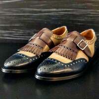 New Pure Handmade Multi-Color Leather Strap Shoes for Men's - Thumbnail 4