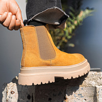 Fashion yellow leather ankle boots for men - Thumbnail 3