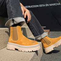 Fashion yellow leather ankle boots for men - Thumbnail 1