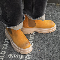 Fashion yellow leather ankle boots for men - Thumbnail 2