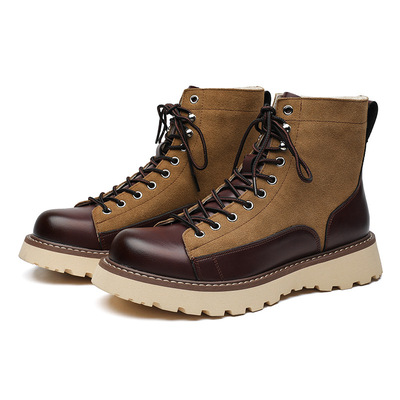 Vintage lace up color block marten boots for men