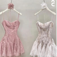 Short Lace Homecoming Dresses Strapless - Thumbnail 1