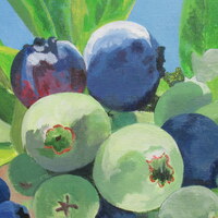 "Blueberries" Acrylic painting on 11 x 14 inch stretched canvas, Original artwork by N.E.Thompson - Thumbnail 2