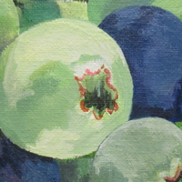 "Blueberries" Acrylic painting on 11 x 14 inch stretched canvas, Original artwork by N.E.Thompson - Thumbnail 3