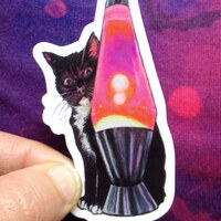 Creeper Kitty And The Lava Lamp Sticker - Thumbnail 1