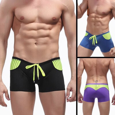 2pk mixed-color summer men's mesh block beach board swimsuit swimwear swimming boxer shorts clearance sale 1014pj
