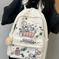 Cute Cartoon Cat Graffiti Print Bakcpack - Thumbnail 1