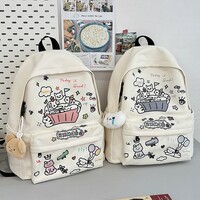 Cute Cartoon Cat Graffiti Print Bakcpack - Thumbnail 2