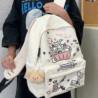 Cute Cartoon Cat Graffiti Print Bakcpack - Thumbnail 4