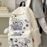 Cute Cartoon Cat Graffiti Print Bakcpack - Thumbnail 5