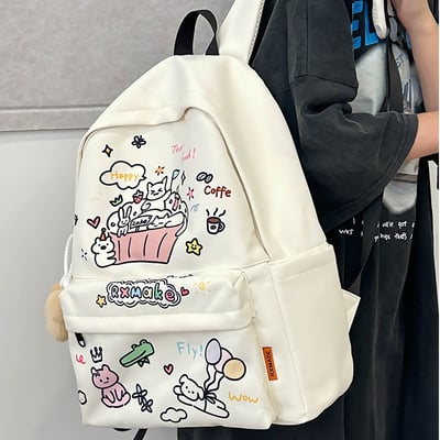 Cute cartoon cat graffiti print bakcpack