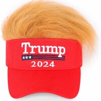 Trump 2024 Cappello con capelli, Donald Trump Make America Great Again parrucca cappello ricamato ultra regolabile MAGA Baseball Cap - Thumbnail 1