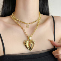 Golden heart long necklace - Thumbnail 1