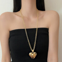 Golden heart long necklace - Thumbnail 3