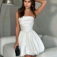MC217,White Strapless Mini Homecoming Dresses Short Dance Dress - Thumbnail 1