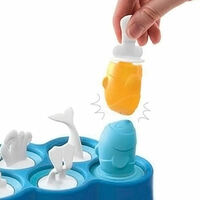 Pop Popsicle Makers Reusable Ice Cream Mold Durable DIY Cartoon Fish Shaped Popsicle Tray Holders for Kitchen Supplies - Thumbnail 2