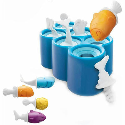 Pop Popsicle Makers Reusable Ice Cream Mold Durable DIY Cartoon Fish Shaped Popsicle Tray Holders for Kitchen Supplies