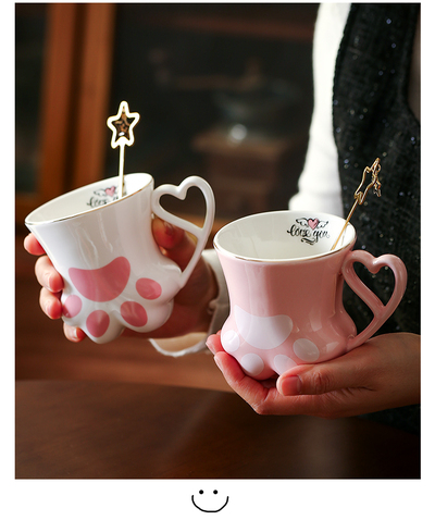 Love Heart Cat Paw Print Mug 