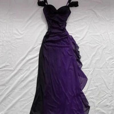 A-line purple chiffon long party prom dresses - Thumbnail 3