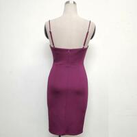 Straps Satin Short Evening Dress With Beading - Thumbnail 1