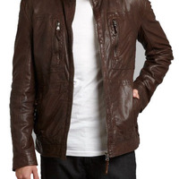 MENS BROWN MOTORCYCLE LEATHER JACKET, MEN BIKER GENUINE STYLISH LEATHER JACKETS - Thumbnail 4